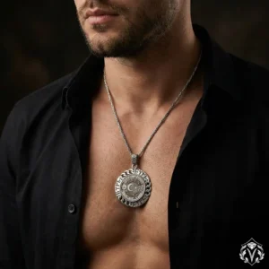 Kişiye Özel Ay Yıldızlı Gümüş Madalyon Kolye