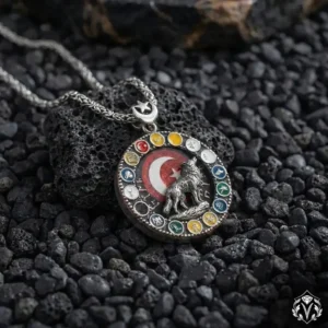 2 Bozkurt Gümüş Erkek Madalyon Kolye
