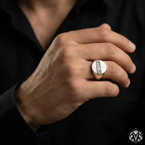 Hasbiyallah Yazılı Gümüş Erkek Yüzük