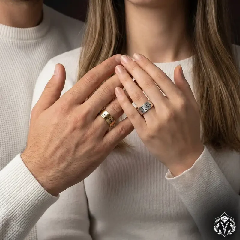 Kare Çift Gümüş Alyans Modeli