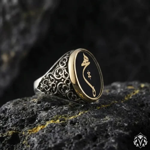 Destan Siyah Taşlı Hiç Gümüş Yüzük