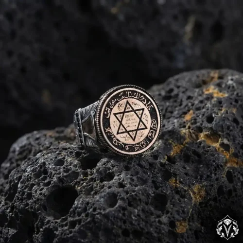 Yuvarlak Otantik Süleyman Mührü Gümüş Yüzük