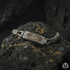 Ay Yıldızlı Gümüş Bileklik ve Yüzük Set