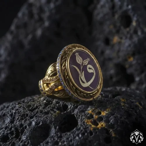 22 Vav Lale Desenli Bayan Yüzük Modeli