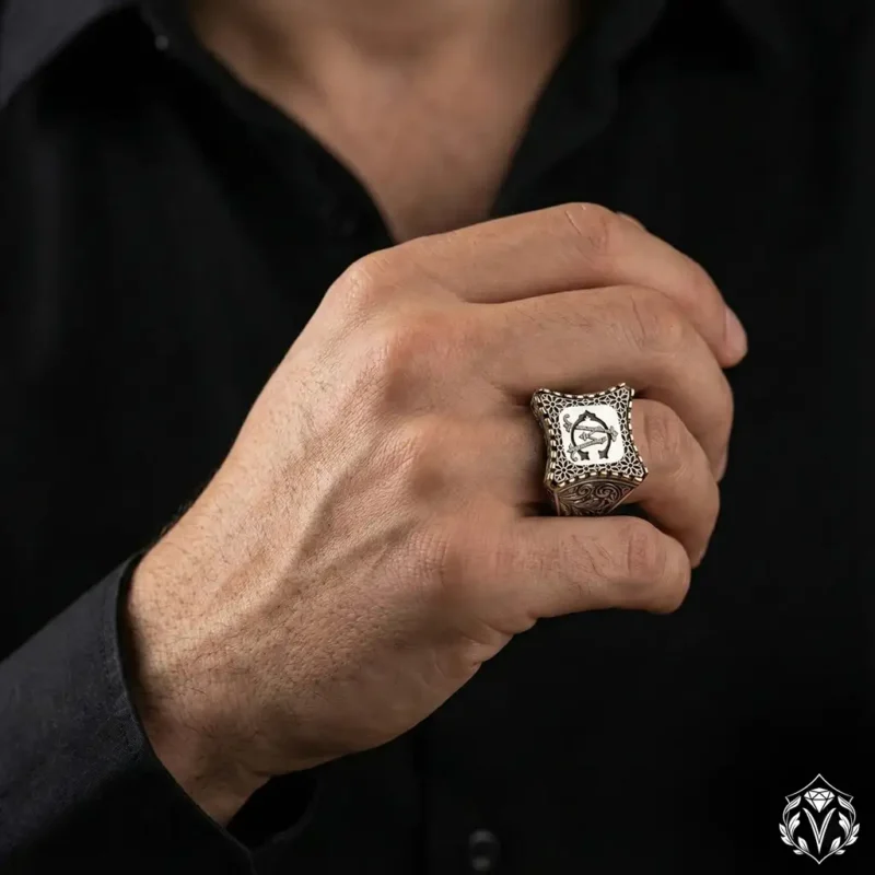 3 Selçuklu Motifli Harfli Gümüş Yüzük