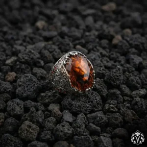 3 Aslan Figürlü Taşlı Gümüş Yüzük