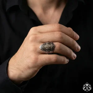 3 La Galibe İllallah Yazılı Zihgir Gümüş Yüzük