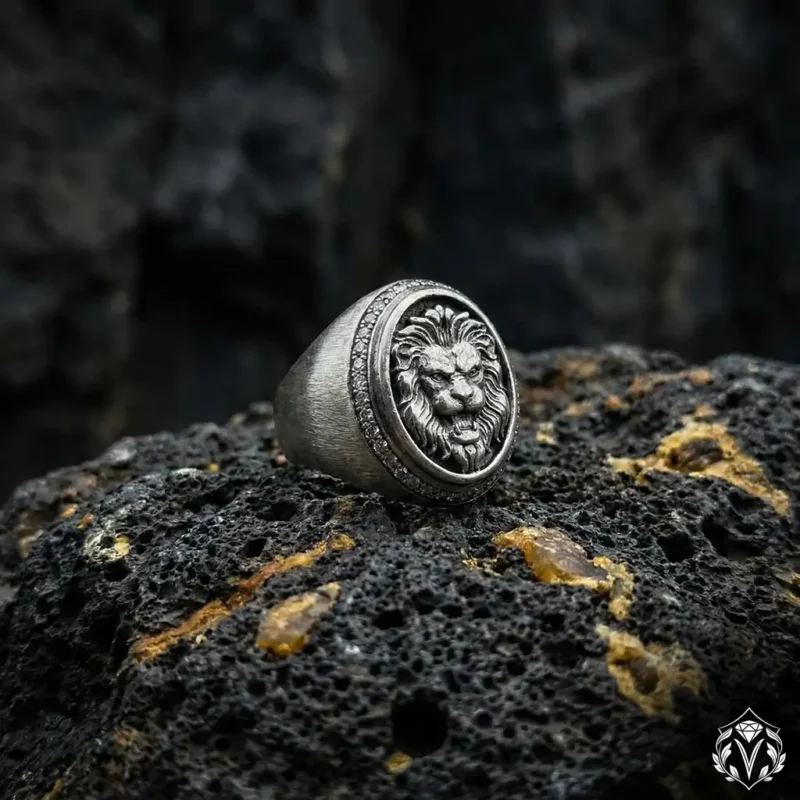 Aslan Figürlü Gümüş Yüzük