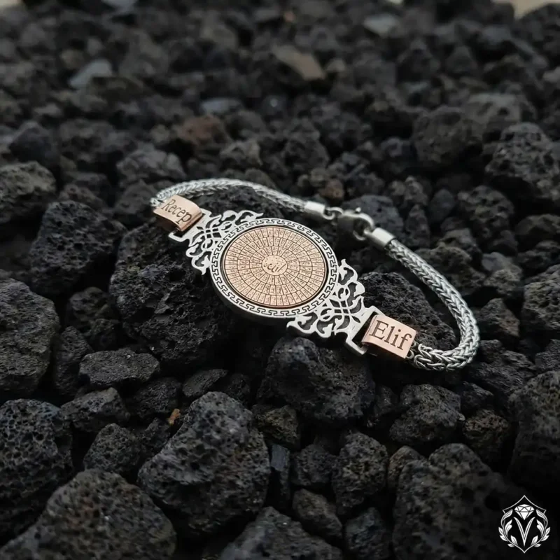 Esmaül Hüsna Yazılı Kişiye Özel İsimli Gümüş Bileklik