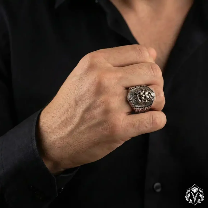 Aslan Figürlü Kişiye Özel Gümüş Yüzük