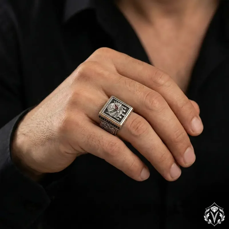 Osmanlı Tuğrası Kare Gümüş Yüzük