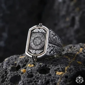 Dönmeli Ayet-el Kürsi Gümüş Yüzük