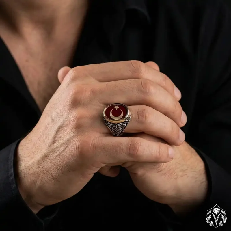 Teşkilat Ay Yıldızlı Gümüş Yüzük