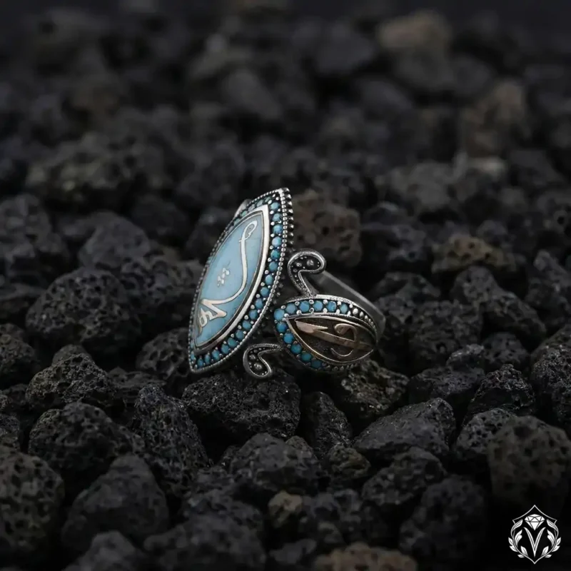 34 Turkuaz Hiç Modeli 925 Ayar Mekik Kadın Yüzük