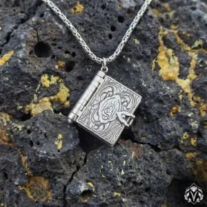 Açılır Kitap Gümüş Madalyon Kolye