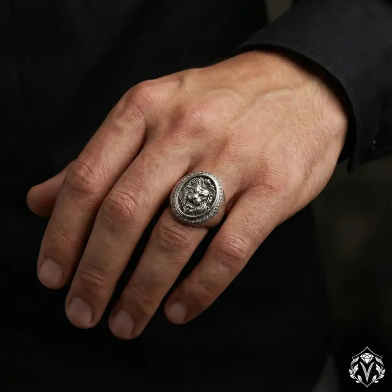 Aslan Figürlü Gümüş Yüzük