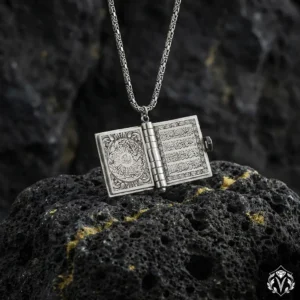Açılır Kitap Gümüş Madalyon Kolye