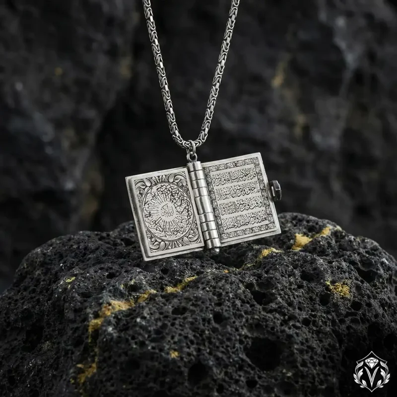 Açılır Kitap Gümüş Madalyon Kolye