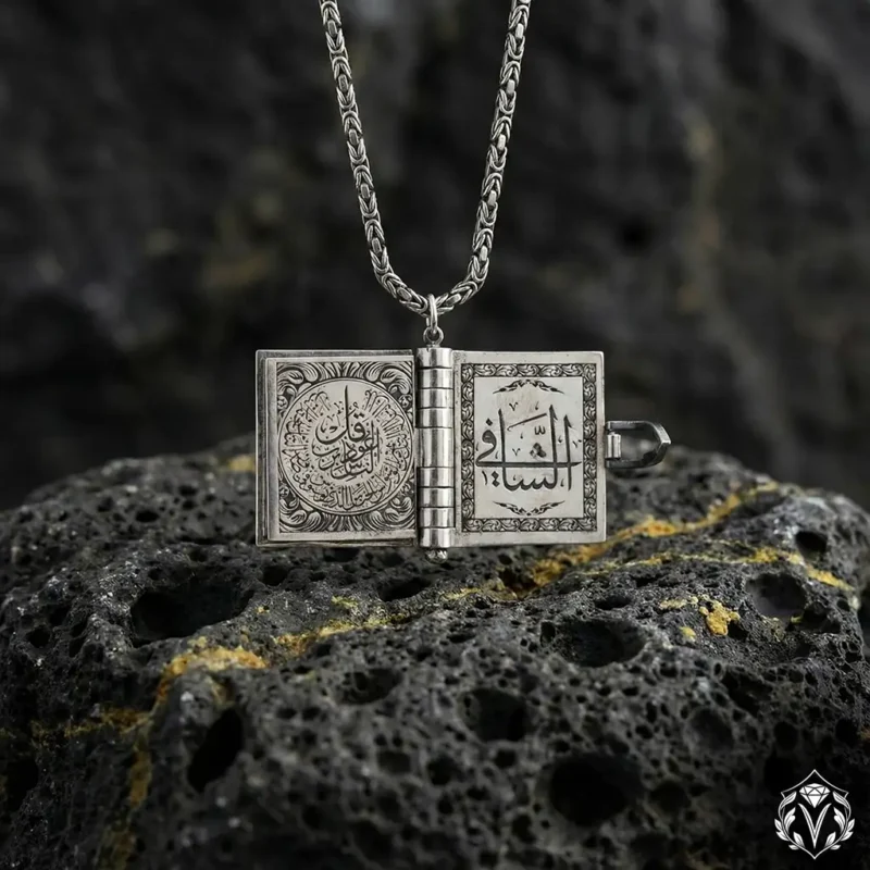 Açılır Kitap Gümüş Madalyon Kolye