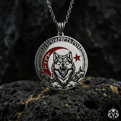 1 Bozkurt Gümüş Madalyon Kolye