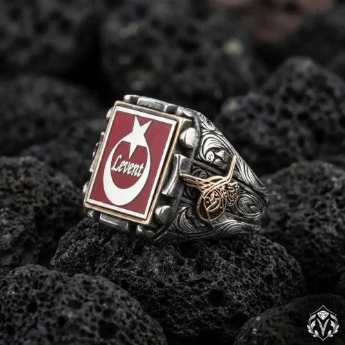 Ay Yıldızlı İsimli Gümüş Yüzük