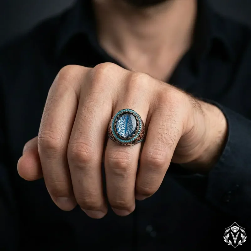 Taşlı Elif Gümüş Yüzük Modeli