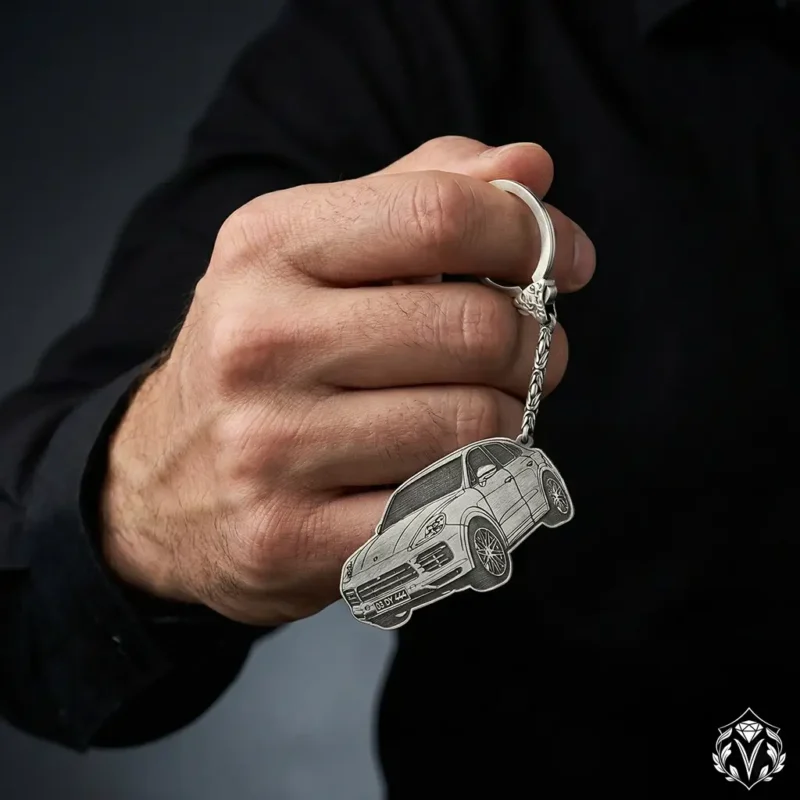 Araba Figürlü 925 Ayar gümüş Anahtarlık