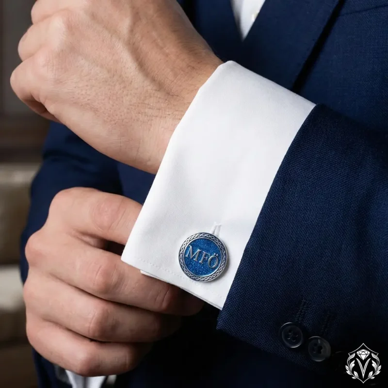 Harfli Gümüş Kol Düğmesi