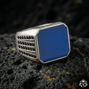 Kare Mavi Gümüş Yüzük