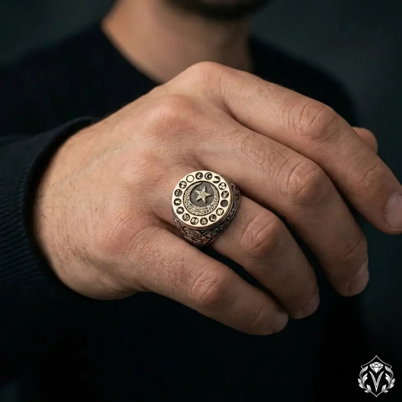 16 Türk Devleti Kelime-i Tevhid Gümüş Yüzük