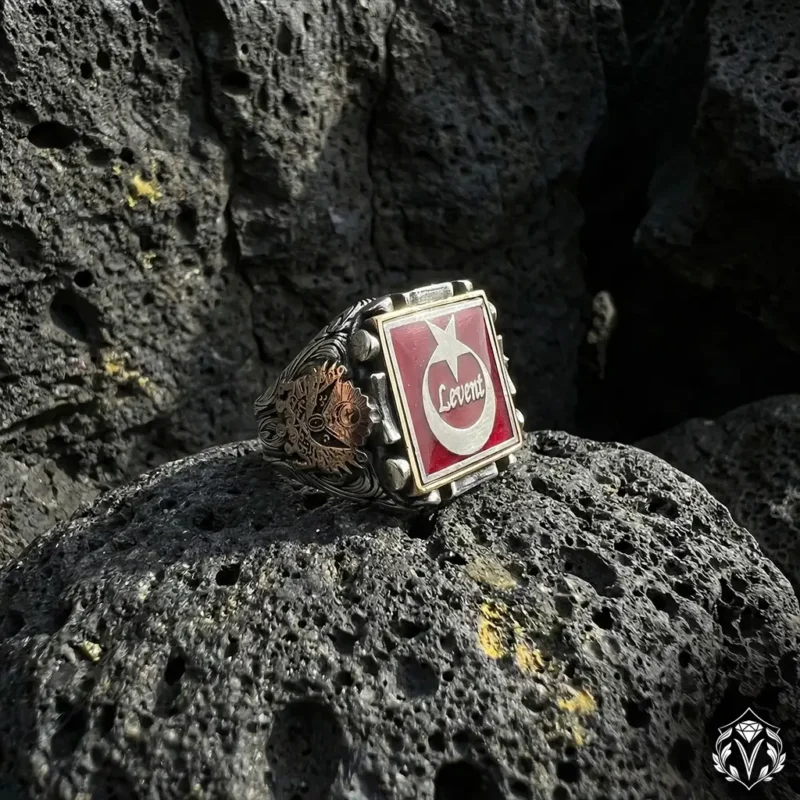 Ay Yıldızlı İsimli Gümüş Yüzük