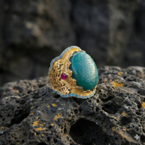 Süleyman Mührü Gold Kaplama Gümüş Yüzük