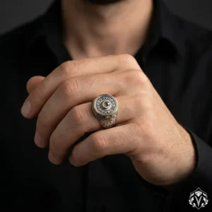 Ayet-el Kürsi ve 16 Türk Devleti Kapaklı Gümüş Yüzük