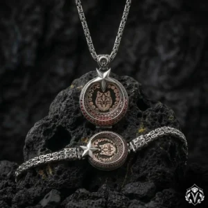 1 Gökbörü Mirası 16 Türk Devleti Gümüş Kolye ve Bileklik Seti