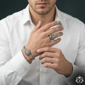 Elif Harfli Kişiye Özel Arapça İsimli Gümüş Bileklik ve Yüzük Seti