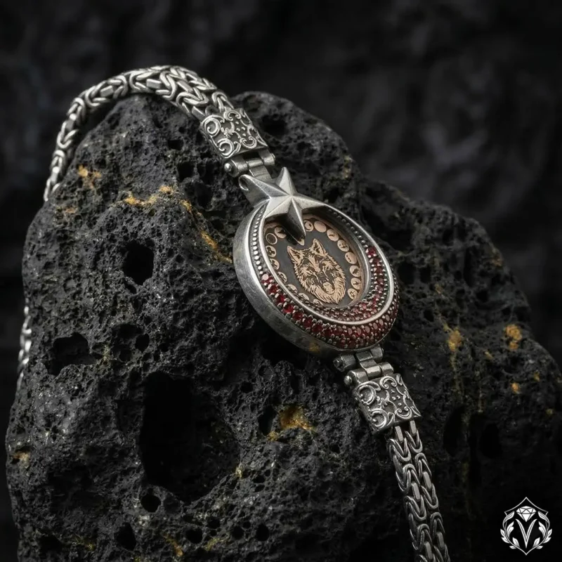 Gökbörü Mirası 16 Türk Devleti Gümüş Bileklik Modeli