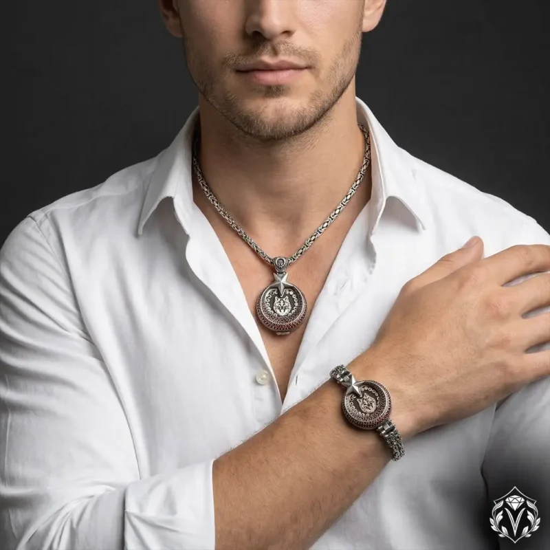 2 Gökbörü Mirası 16 Türk Devleti Gümüş Kolye ve Bileklik Seti