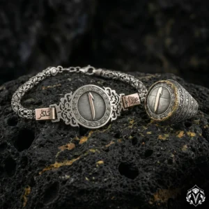 Elif Harfli Kişiye Özel Arapça İsimli Gümüş Bileklik ve Yüzük Seti