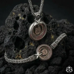 3 Gökbörü Mirası 16 Türk Devleti Gümüş Kolye ve Bileklik Seti