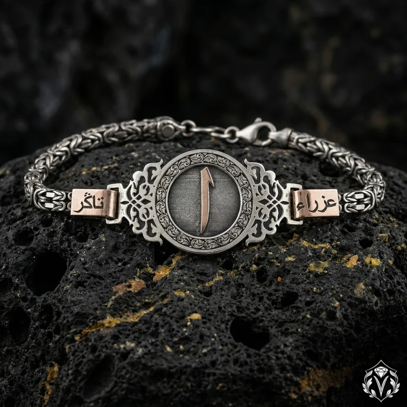 Elif Harfli Kişiye Özel Arapça İsimli Gümüş Bileklik ve Yüzük Seti
