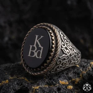 Kişiye Özel Harf İşlemeli Gümüş Yüzük Modeli