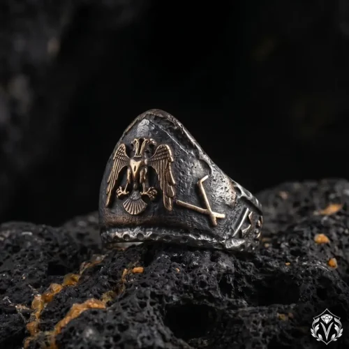 Selçuklu Kartalı ve Çepni Boyu Tamgalı Gümüş Zihgir Yüzük