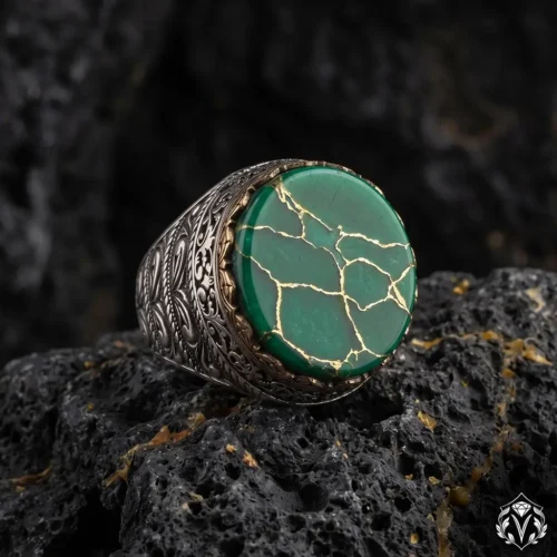 Yeşil Arizona Firuze Gümüş Yüzük Modeli