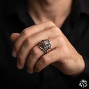 Ayet-el Kürsi Kufi Hat Gümüş Yüzük Modeli