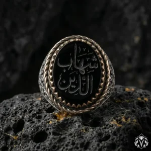 1 Hat Sanatı Kişiye Özel Arapça İsim Yazılı Gümüş Yüzük