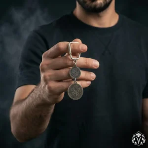 2 Muhafız Koruma Dualı Gümüş Anahtarlık Modeli
