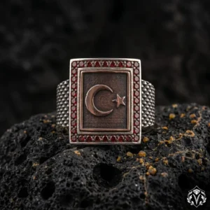 Şanlı Ay Yıldız Gümüş Yüzük Modeli