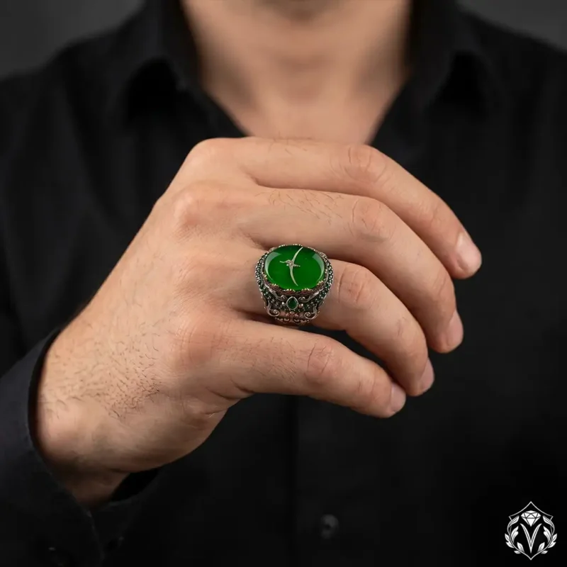 Mistik Hiç Kehribar Gümüş Yüzük Modeli