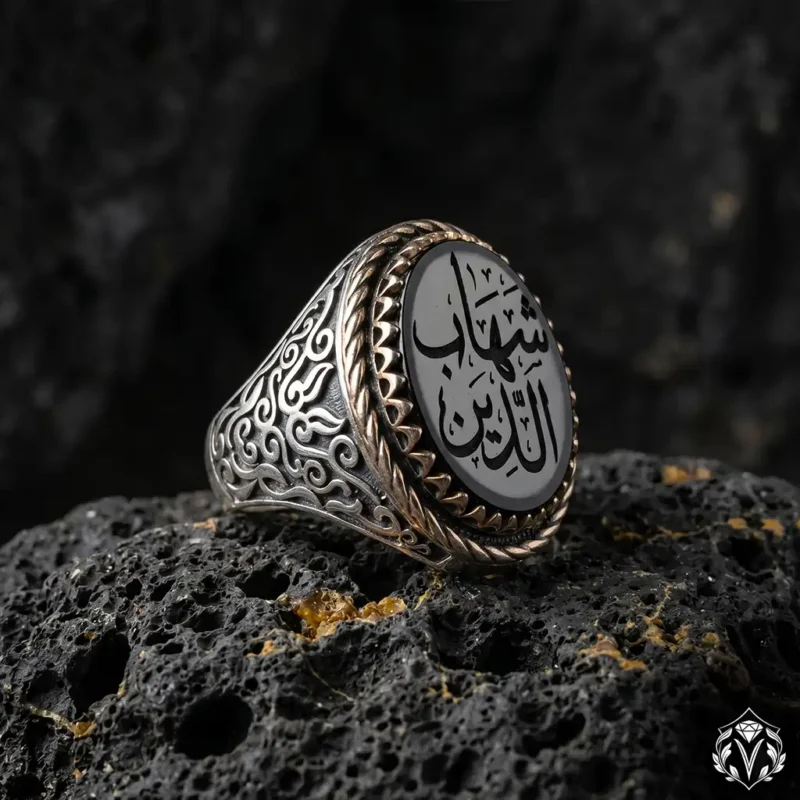 3 Hat Sanatı Kişiye Özel Arapça İsim Yazılı Gümüş Yüzük