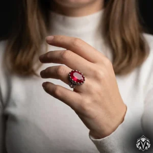3 Paraiba Taşlı Kadın Gümüş Yüzük Modeli